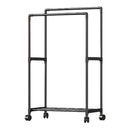Livingandhome Double Rod Metal Clothes Rack on Wheels