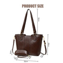 Modishion Fashion PU Leather Single Shoulder Tote Bag Handbag with Adjustable Strap
