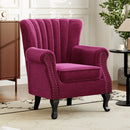 Livingandhome Velvet Upholstered Wing Back Chair
