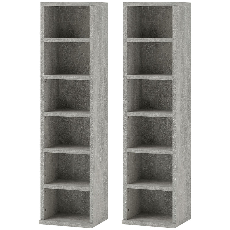HOMCOM Set Of 2 CD Storage Units With Adjustable Shelves Cement Grey