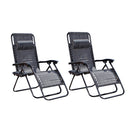 Set of 2 Multi Position Zero Gravity Relaxer Chair Sun Lounger in Mixed Grey