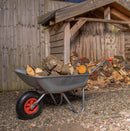 Samuel ALEXANDER 65 Litre 60kg Capacity Galvanised Metal Garden Cart Wheelbarrow - Heavy Duty Garden Wheelbarrows with Pneumatic Tyre