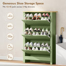 HOMCOM 18-Shoe Storage Cabinet 6 Shelves 3 Drawers Tabletop High Gloss Green