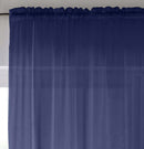 Sheer Navy Plain Woven Voile Slot Top Curtain Panel Pair