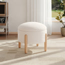 Livingandhome Upholstered Round Storage Ottoman Foot Rest