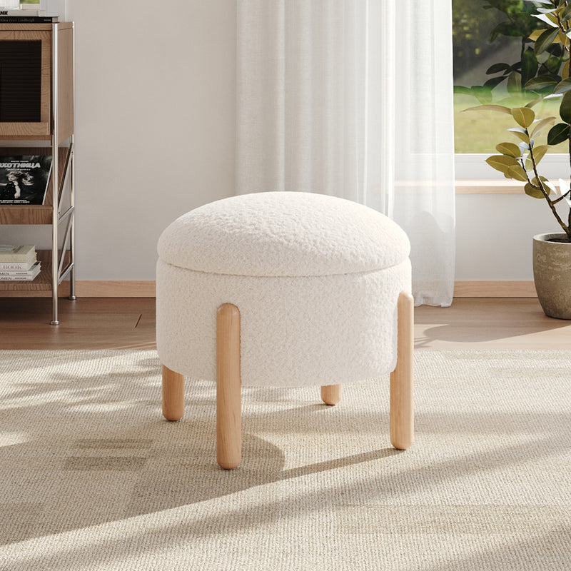 Livingandhome Upholstered Round Storage Ottoman Foot Rest