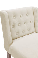 Livingandhome Set of 2 Linen Tufted Bar Stools with Wood Legs