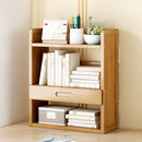 Livingandhome Natural Bamboo 3-Tier Desk Bookshelf