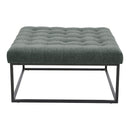 Livingandhome Square Linen Footstool with Metal Frame