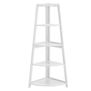 Livingandhome Modern 5-Tier Wooden Ladder Corner Bookshelf Home Display Shelf Unit