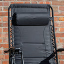 Luxury Padded Multi Position Zero Gravity Garden Relaxer Chair Lounger In All Black
