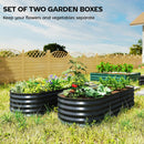 Outsunny Set of 2 Raised Beds for Garden with Metal Plant Stakes, Dark Grey