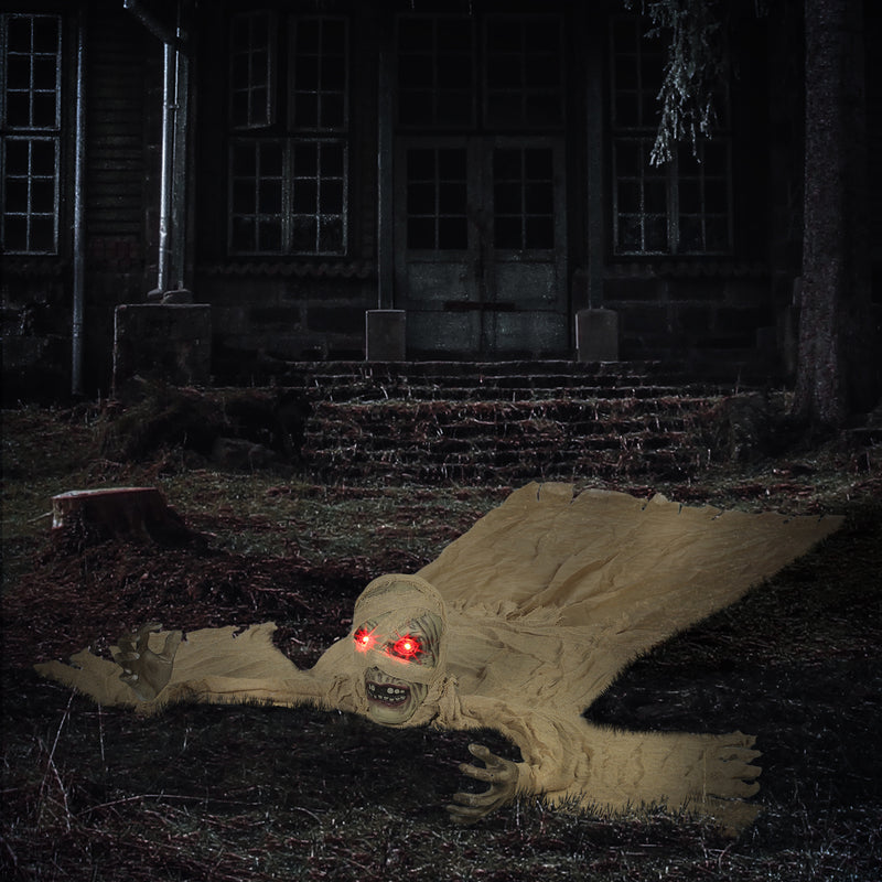 Outsunny Life Size Halloween Animated Crawling Mummy with Glowing LED Eyes