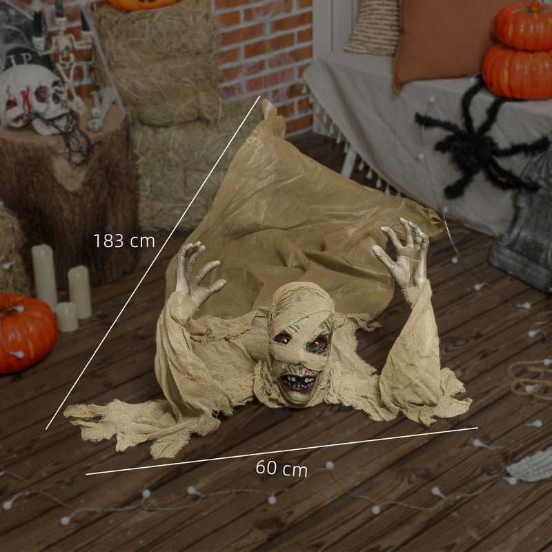 Outsunny Life Size Halloween Animated Crawling Mummy with Glowing LED Eyes