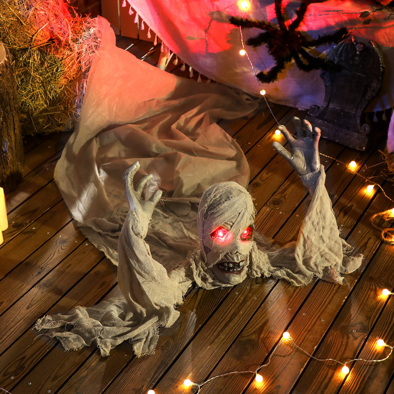 Outsunny Life Size Halloween Animated Crawling Mummy with Glowing LED Eyes