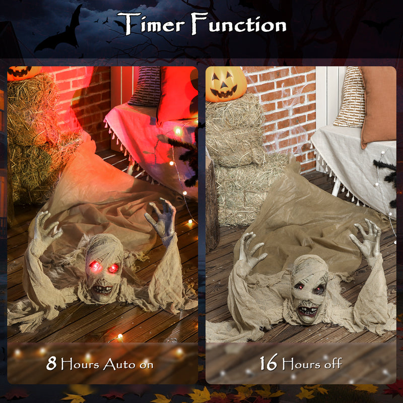 Outsunny Life Size Halloween Animated Crawling Mummy with Glowing LED Eyes