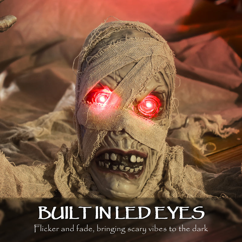 Outsunny Life Size Halloween Animated Crawling Mummy with Glowing LED Eyes