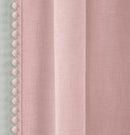 Pair of Tahiti Blush Pom-Pom Trim Linen Look Voile Panels with Rod Pocket Header 137 CMS