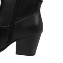 Embroidered Pointed Toe Cowboy Ankle Boots with Block Heel