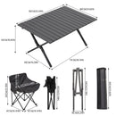 Breeins 90cm/120cm Portable Folding Camping Table with 4 or 6 Chairs