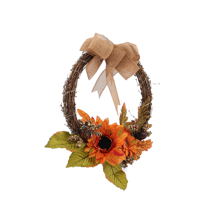 Autumn Sunflower Wreath with Lighted