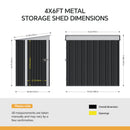 Breeins 4x6 FT Metal Pent Roof Garden Tool Storage Shed