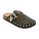 Closed-Toe Slip-On Mules Sandals - Dark Green