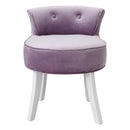 Livingandhome Upholstered Velvet Vanity Dressing Table Stool with Low Backrest