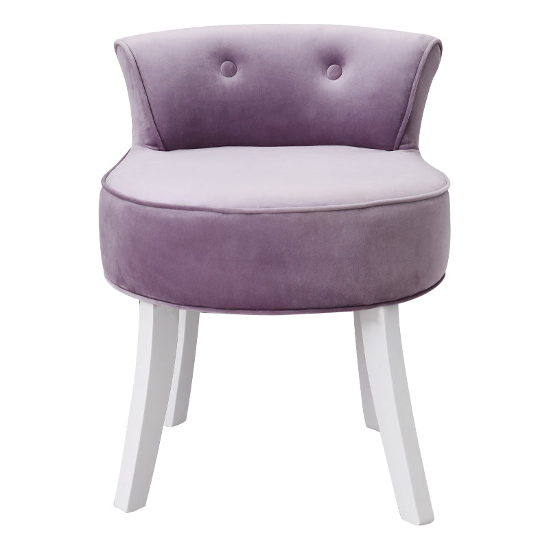 Livingandhome Upholstered Velvet Vanity Dressing Table Stool with Low Backrest