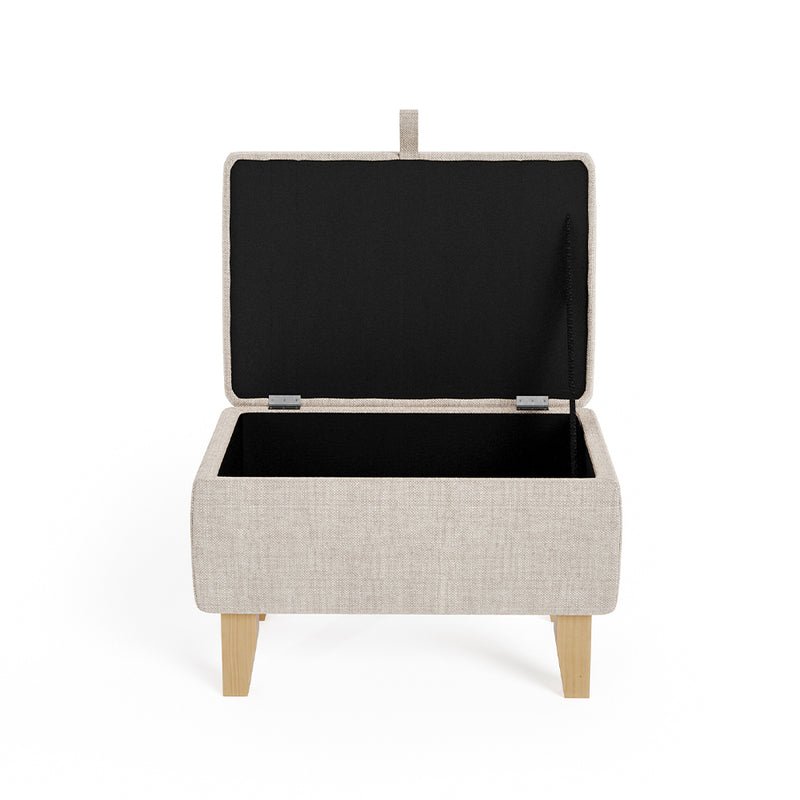 Livingandhome Linen Upholstered Storage Ottoman Footstool