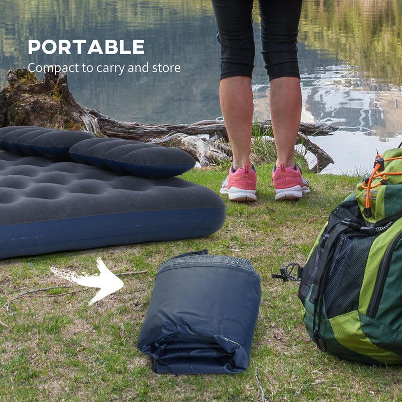 Outsunny King Inflatable Mattress with Hand Pump, Pillows, 203 x 152 x 22cm