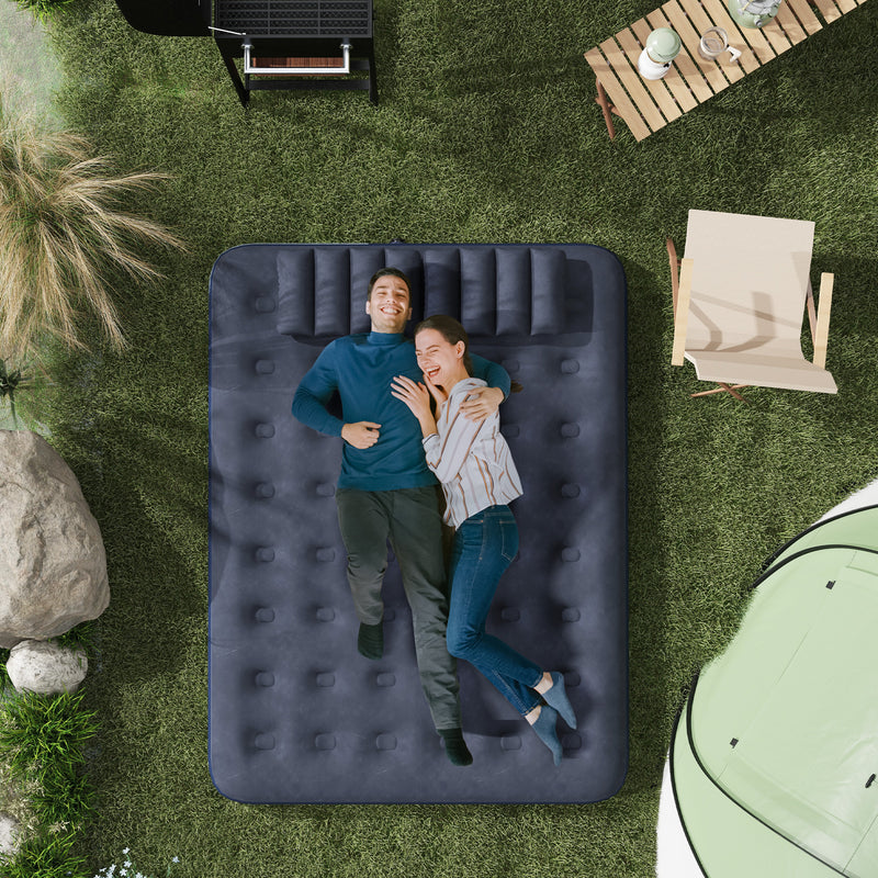 Outsunny King Inflatable Mattress with Hand Pump, Pillows, 203 x 152 x 22cm