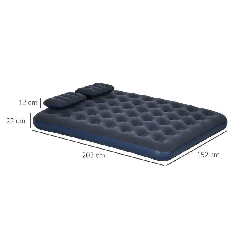 Outsunny King Inflatable Mattress with Hand Pump, Pillows, 203 x 152 x 22cm