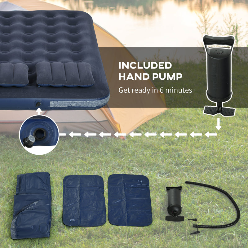 Outsunny King Inflatable Mattress with Hand Pump, Pillows, 203 x 152 x 22cm
