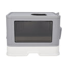 LivingandhomeEnclosed Folding Plastic Cat Litter Box with Scoop