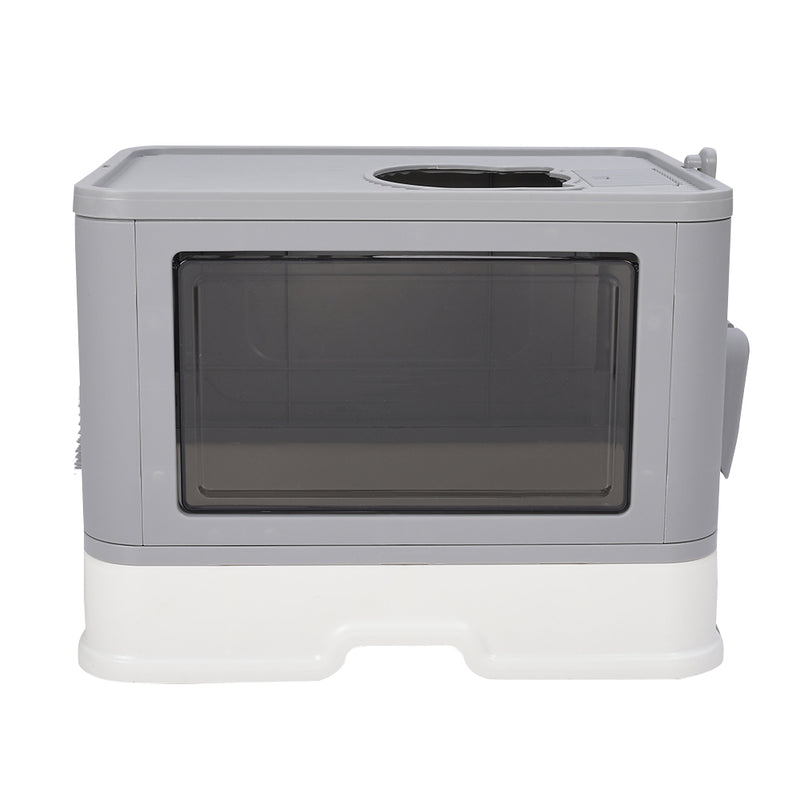LivingandhomeEnclosed Folding Plastic Cat Litter Box with Scoop