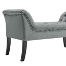 Livingandhome Grey Velvet Upholstered Bedroom Bench