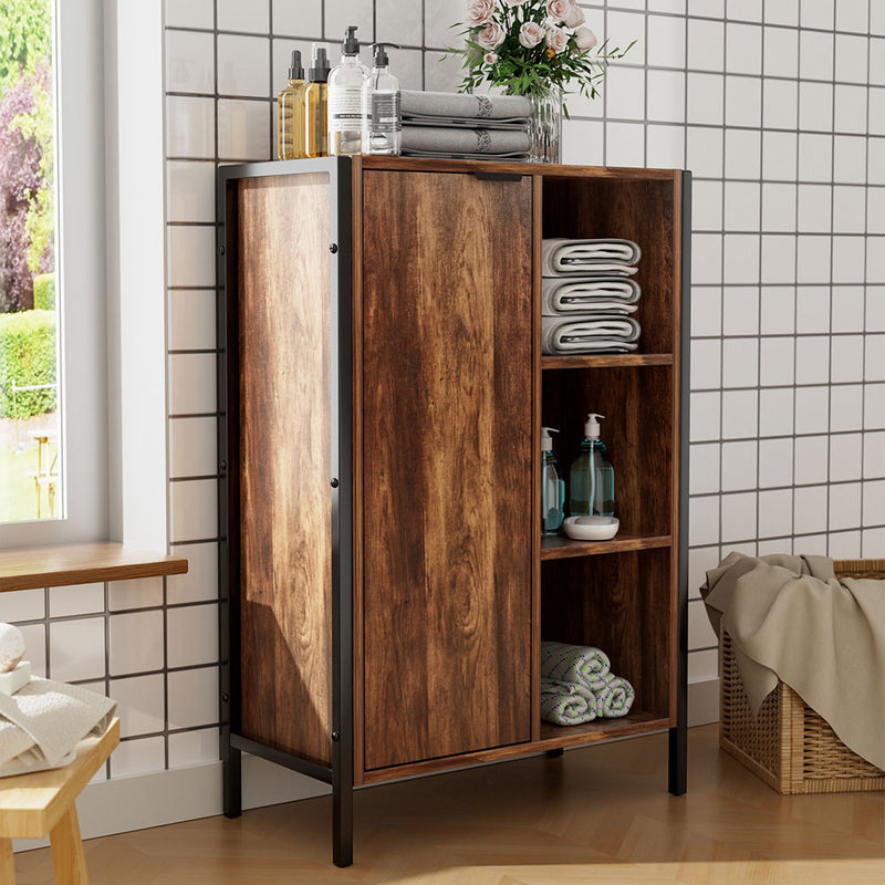 Livingandhome Single-door Storage Cabinet with Metal Frame