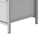 White Bedside Table with Charging Station and LED Lights