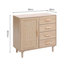 Livingandhome Minimalist Wooden Cabinet with Rattan Accent