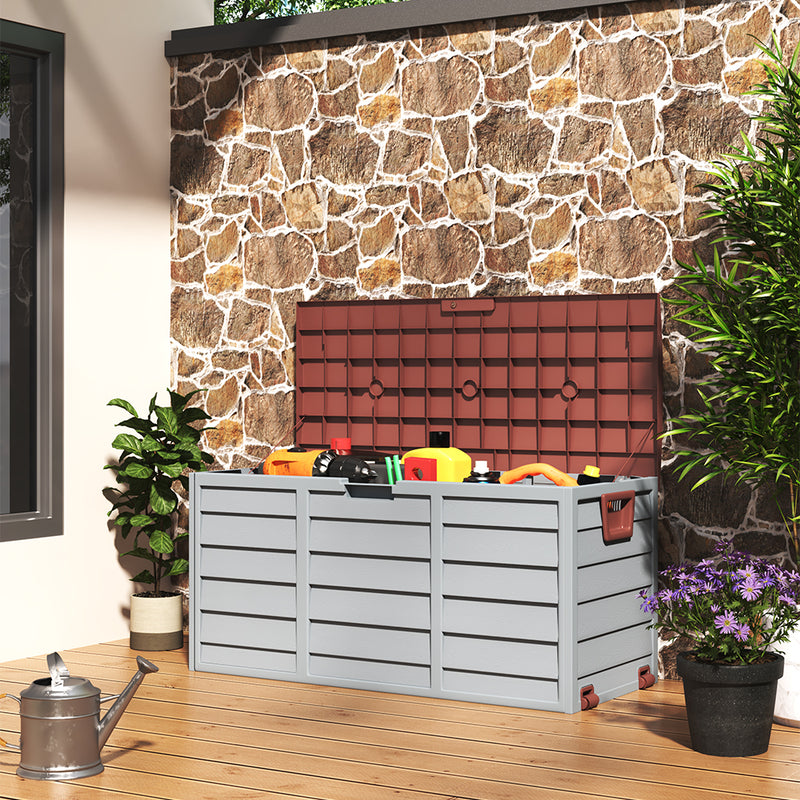 Livingandhome Waterproof Large Plastic Garden Storage Box with Wheels