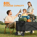 Outsunny 81L Festival Trolley On Wheels, Garden Folding Trolley Cart, Black