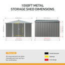 4*6FT/6*8FT/10*8FT/10*12FT Metal Garden Storage Shed With Lockable Door