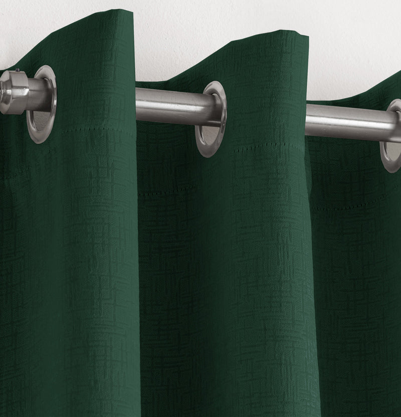 Enhanced Living Vogue Green Eyelet Thermal Noise reducing Dim Out Curtains - Pair