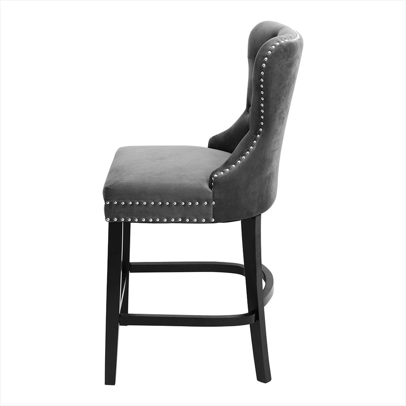 Livingandhome Velvet Bar Stool Bar Chair Dining Stool for Open Kitchen Counter