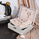 Sheonly White 2-Tier PU Leather Jewellery Box with Lock