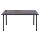 Breeins Rustic Rectangle Outdoor Wicker Table with Tempered Glass Tabletop