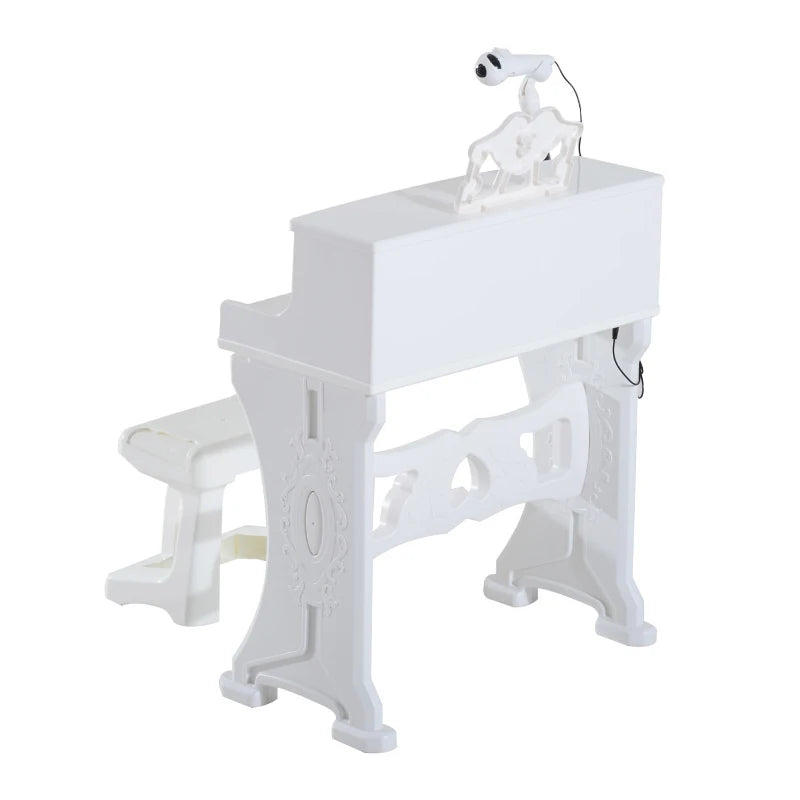 HOMCOM Kids  Mini Electronic Keyboard  w/Stool & Microphone & Music Stand (White)
