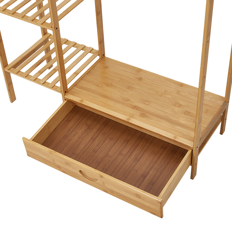 Lifeideas Wooden Clothes Rack with Hooks and Drawer