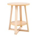 Livingandhome Natural Wood Round Side Table